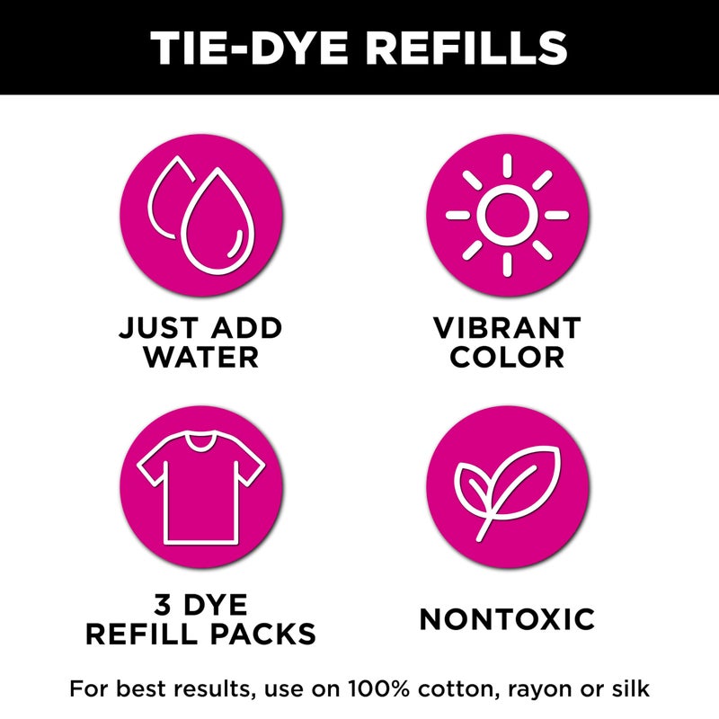 Tulip One-Step Tie-Dye Kit , 3 Fabric Dye Refill Packs, Packs, Red - Image 2